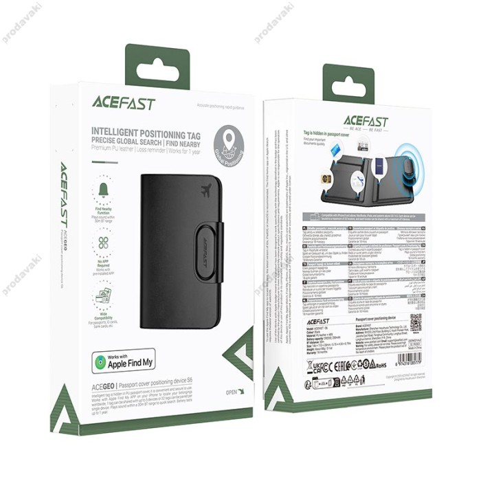 Пошуковий трекер ACEFAST S6 Passport cover positioning device IOS Black